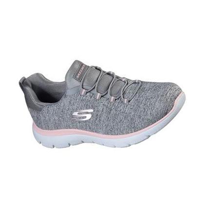 Zapatillas Sin Cordones Skechers Summits - Quick Getaway Mujer Gris Rosas | T9T3D_AR