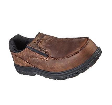 Zapatillas Sin Cordones Skechers Trabajo: Vicksburk - Rubustle Comp Puntera Hombre Marrones | 3568L_AR