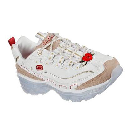 Zapatillas Skechers D'Lites Crystal - Bare My Love Mujer Blancas Rojas | 65T2R_AR