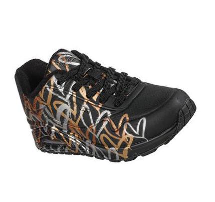 Zapatillas Skechers x JGoldcrown: Uno - Metallic Love Mujer Negras Doradas | T5A8L_AR