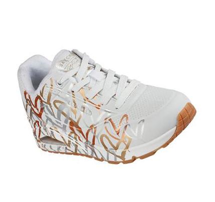 Zapatillas Skechers x JGoldcrown: Uno - Metallic Love Mujer Blancas Doradas | T5T3A_AR