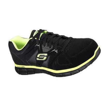 Zapatos De Trabajo Skechers Relaxed Fit: Synergy - Ekron Alloy Puntera Hombre Negras Verde | 5136L_AR