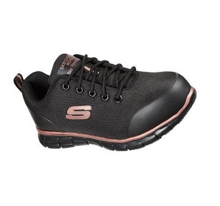 Zapatos De Trabajo Skechers Sure Pista - Chiton Alloy Puntera Mujer Negras Rosas Doradas | 6196L_AR